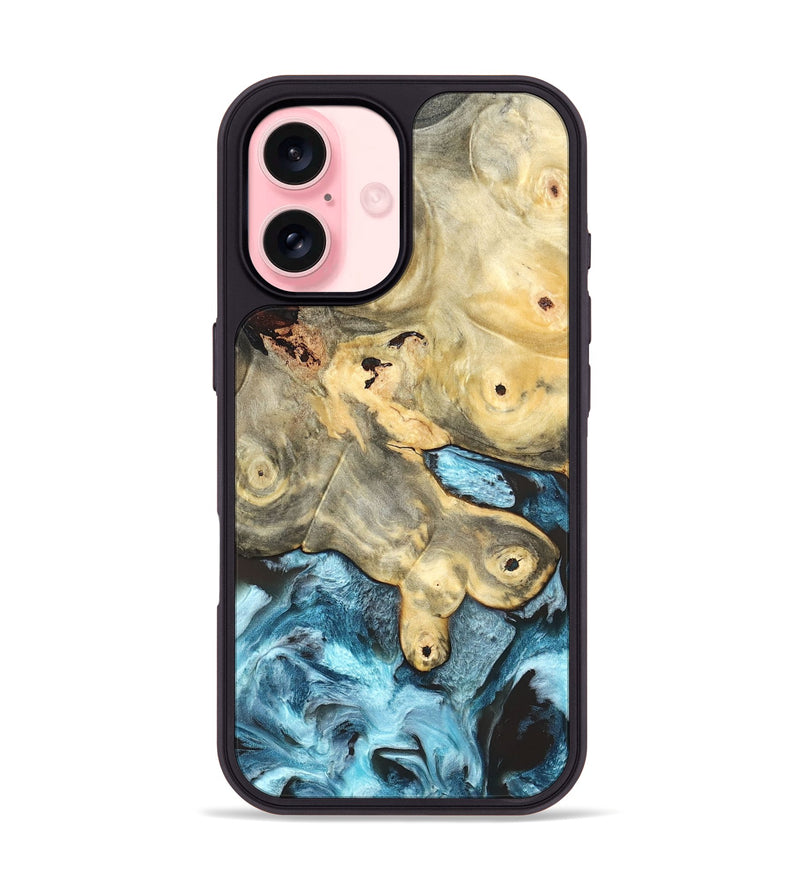 iPhone 16 Wood Phone Case - Syble (Blue, 820155)