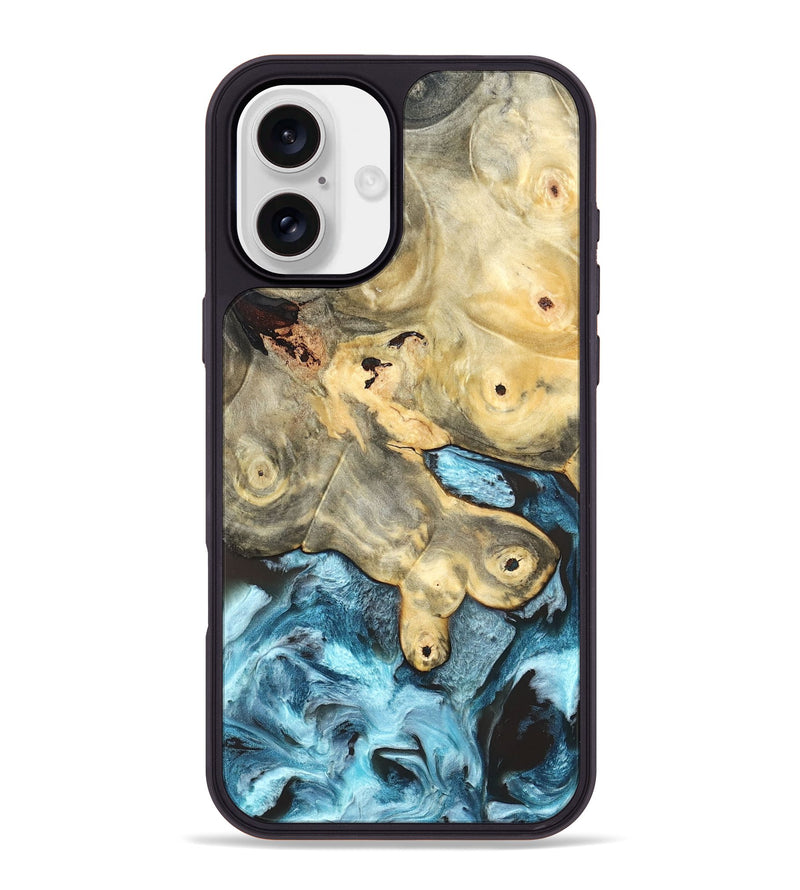 iPhone 16 Plus Wood Phone Case - Syble (Blue, 820155)