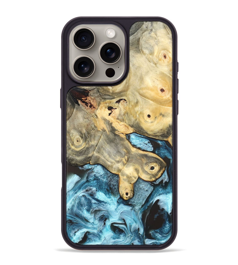 iPhone 16 Pro Max Wood Phone Case - Syble (Blue, 820155)