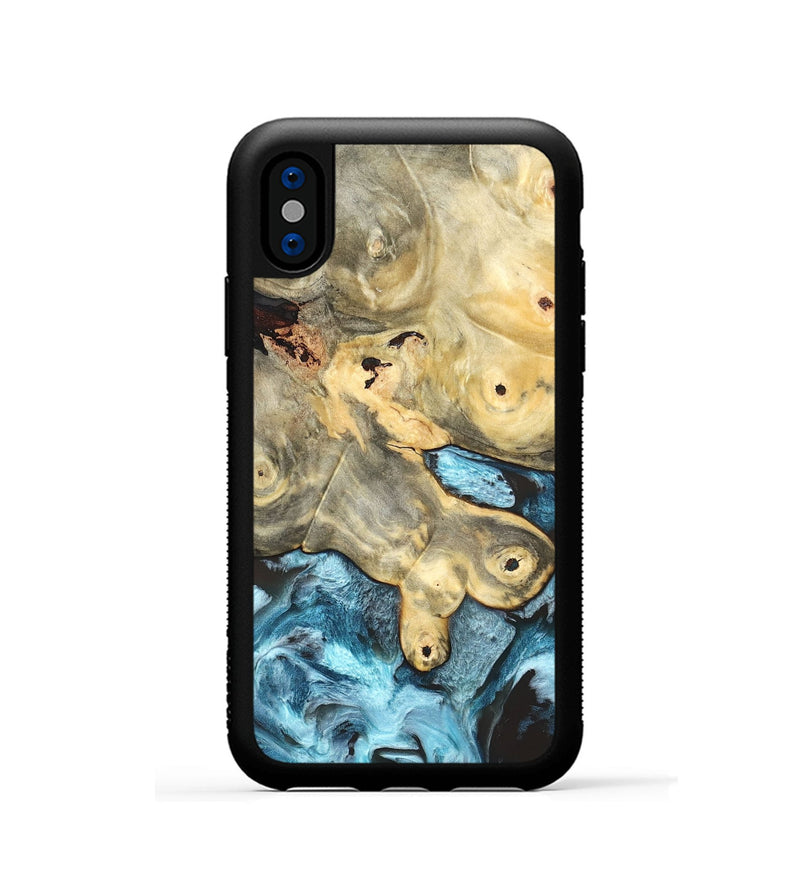 iPhone Xs Wood Phone Case - Syble (Blue, 820155)