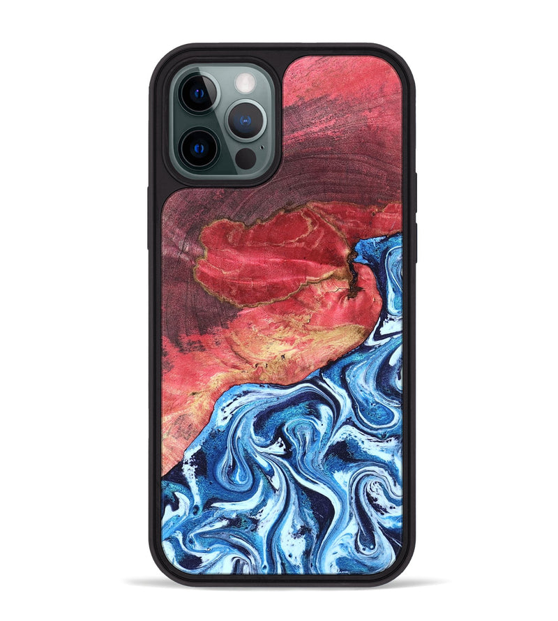 iPhone 12 Pro Max Wood Phone Case - Aura (Blue, 820156)
