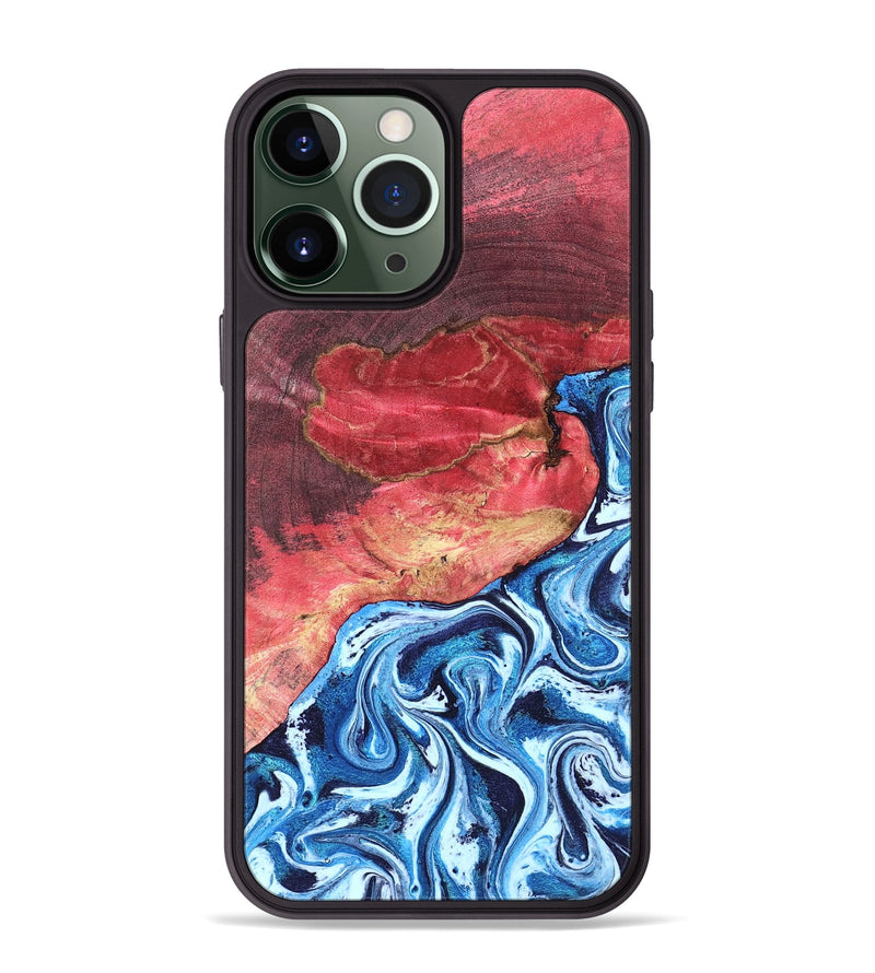 iPhone 13 Pro Max Wood Phone Case - Aura (Blue, 820156)