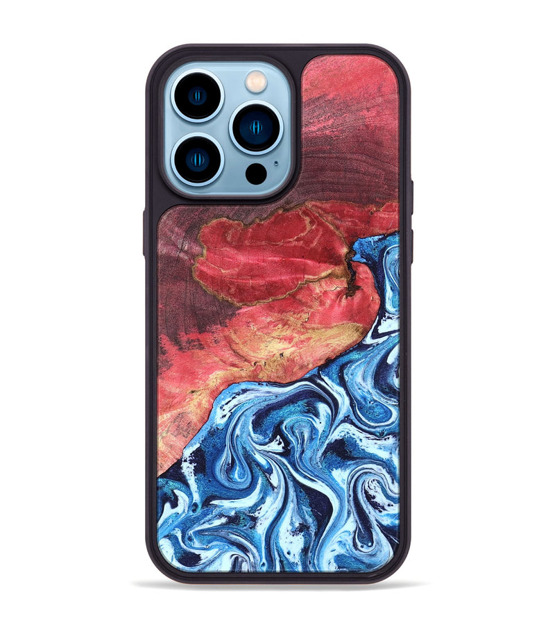 iPhone 14 Pro Max Wood Phone Case - Aura (Blue, 820156)