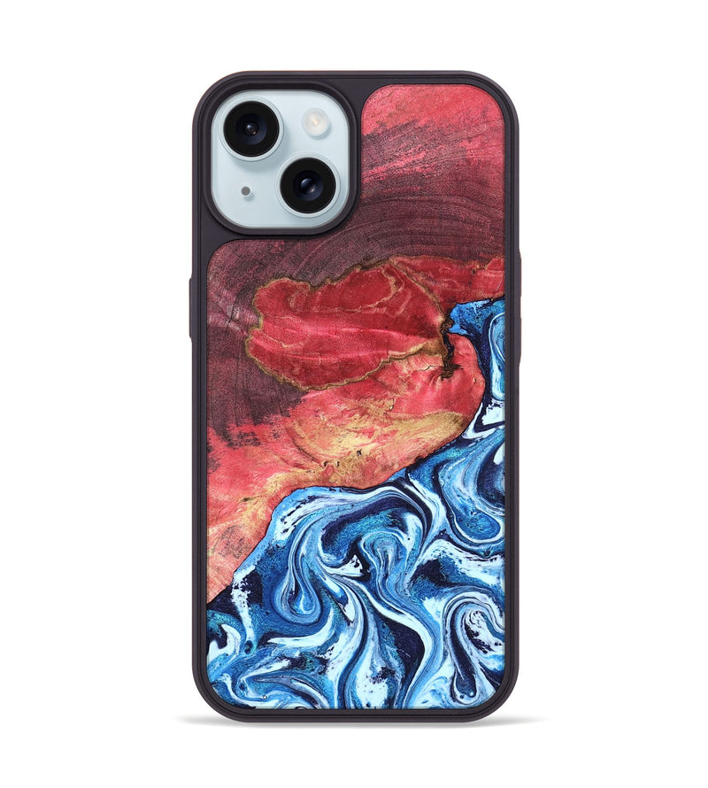 iPhone 15 Wood Phone Case - Aura (Blue, 820156)