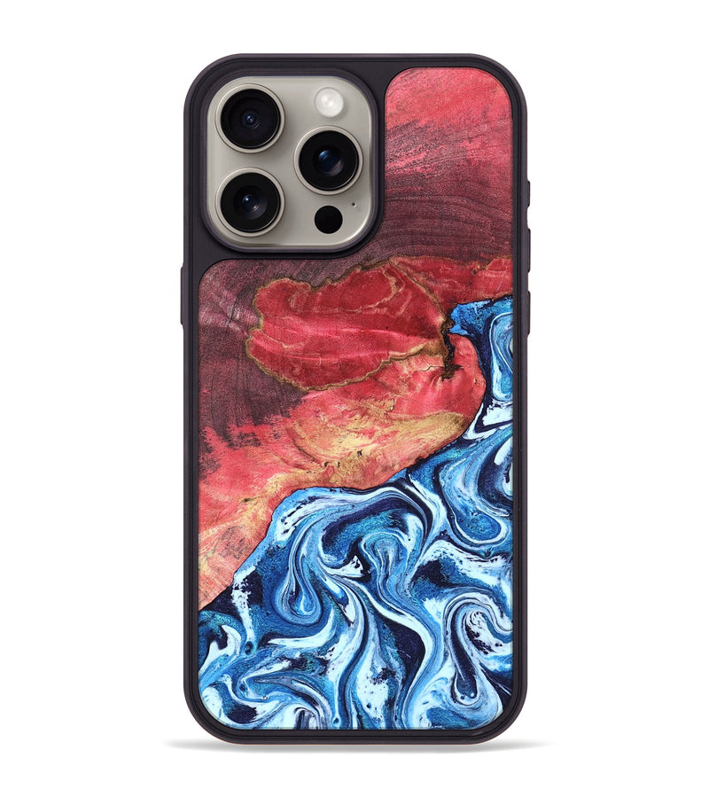 iPhone 15 Pro Max Wood Phone Case - Aura (Blue, 820156)