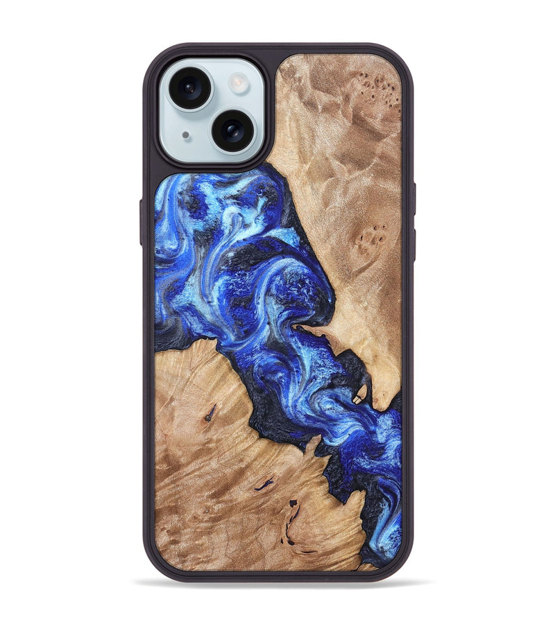 iPhone 15 Plus Wood Phone Case - Jenesis (Blue, 820157)