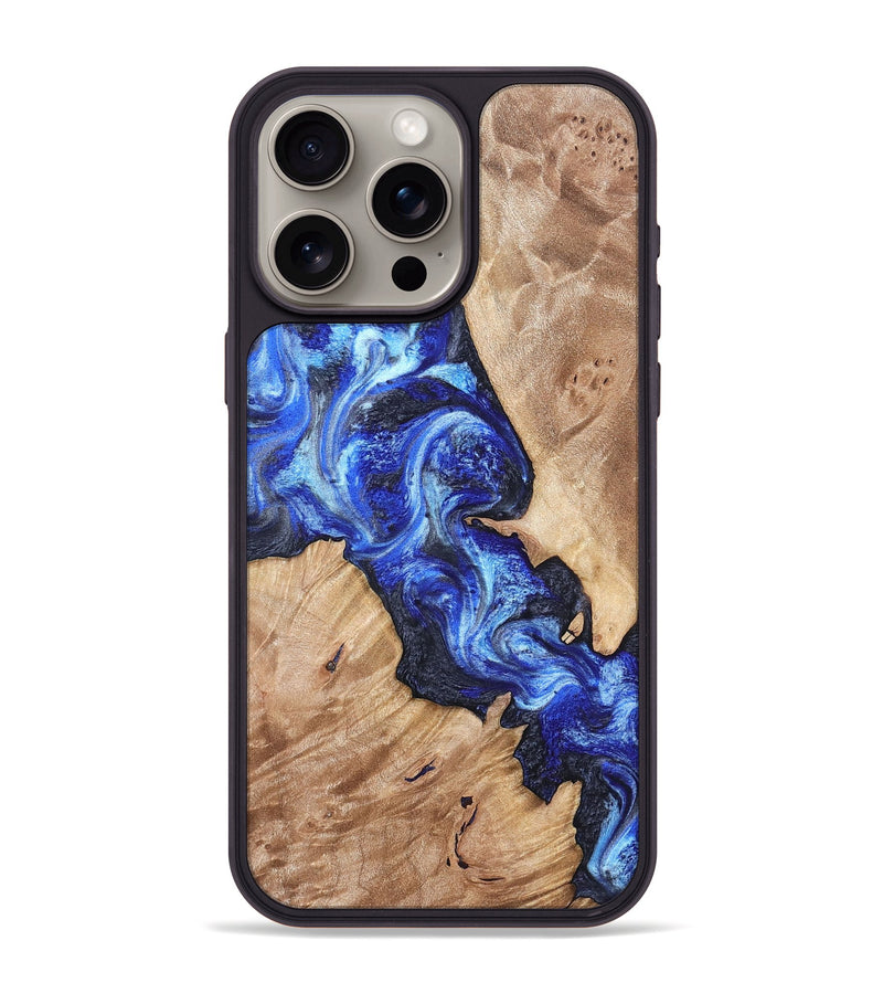 iPhone 15 Pro Max Wood Phone Case - Jenesis (Blue, 820157)