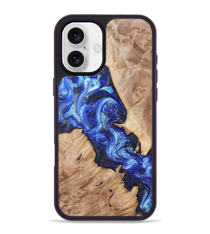 iPhone 16 Plus Wood Phone Case - Jenesis (Blue, 820157)