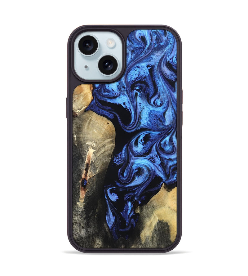 iPhone 15 Wood Phone Case - Jeana (Blue, 820158)
