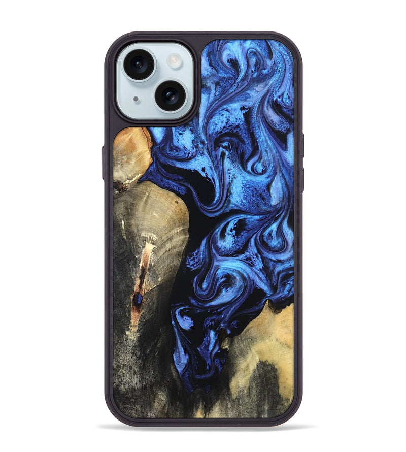 iPhone 15 Plus Wood Phone Case - Jeana (Blue, 820158)