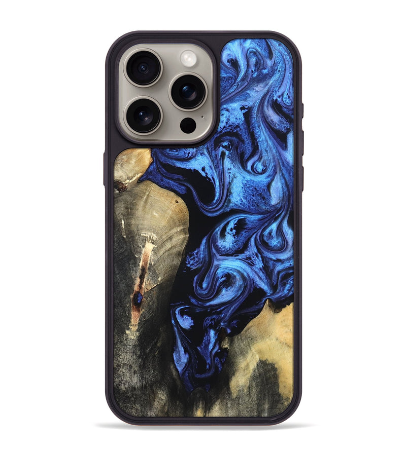 iPhone 15 Pro Max Wood Phone Case - Jeana (Blue, 820158)
