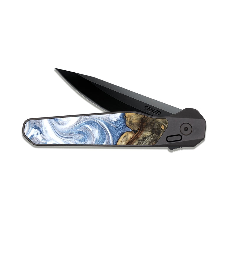 EDC Dark Slate Wood Pocket Knife - Brianna (Blue, 820159)