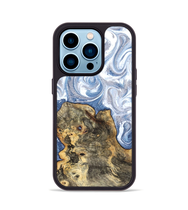 iPhone 14 Pro Wood Phone Case - Brianna (Blue, 820159)