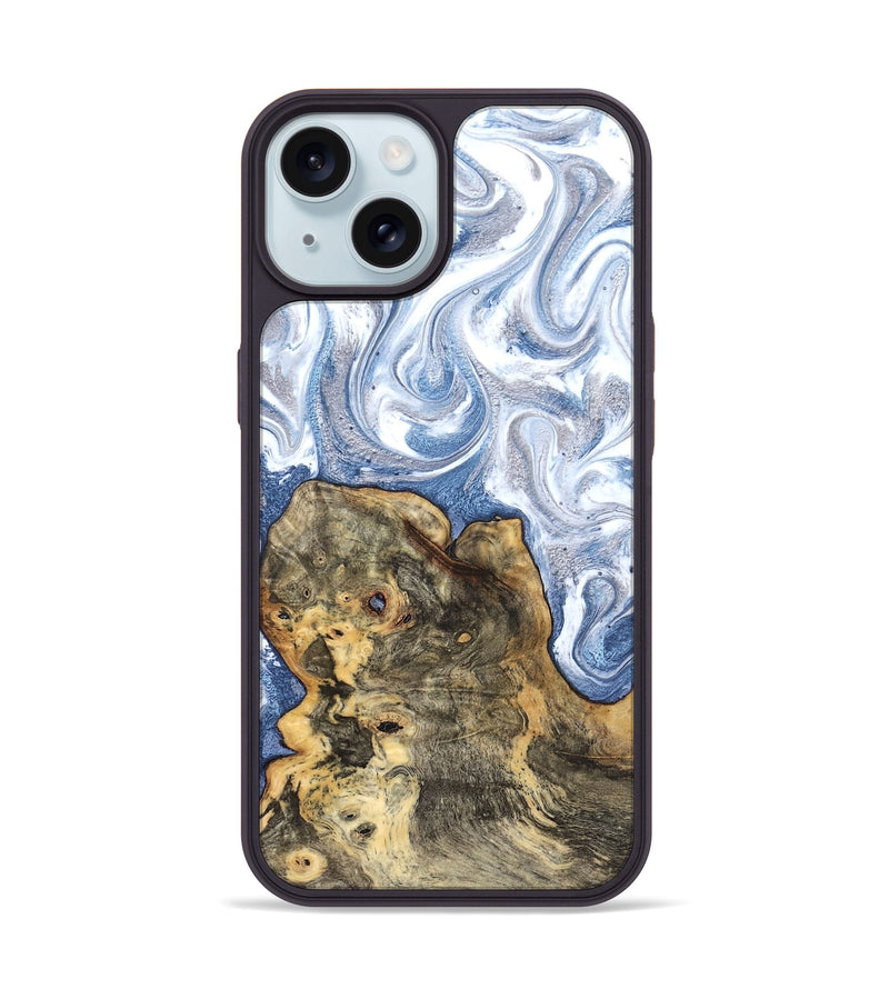 iPhone 15 Wood Phone Case - Brianna (Blue, 820159)