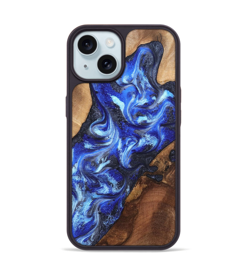 iPhone 15 Wood Phone Case - Emile (Blue, 820161)