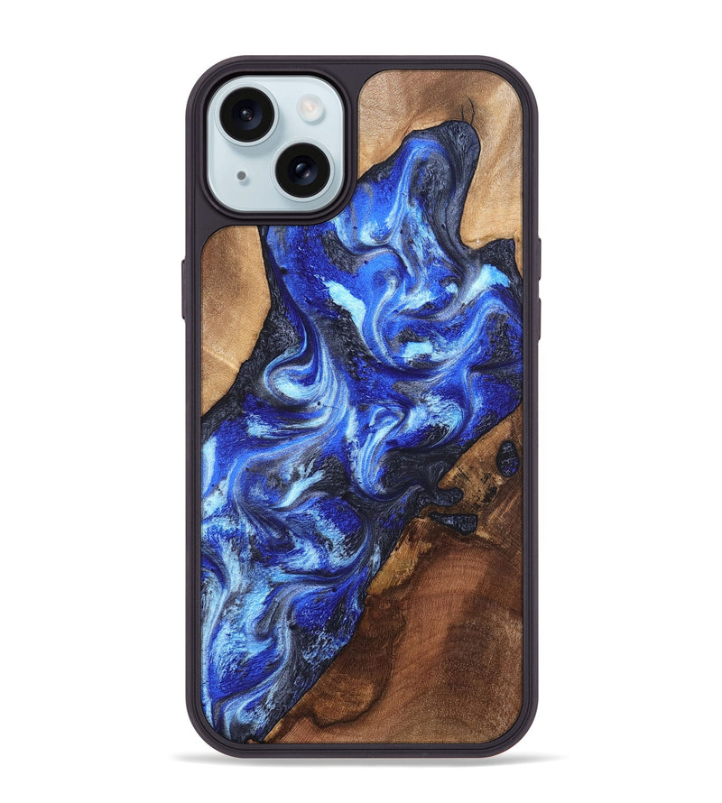 iPhone 15 Plus Wood Phone Case - Emile (Blue, 820161)