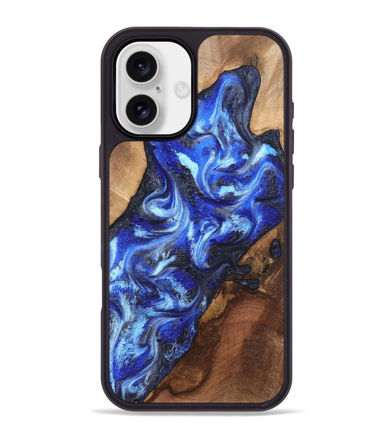 iPhone 16 Plus Wood Phone Case - Emile (Blue, 820161)