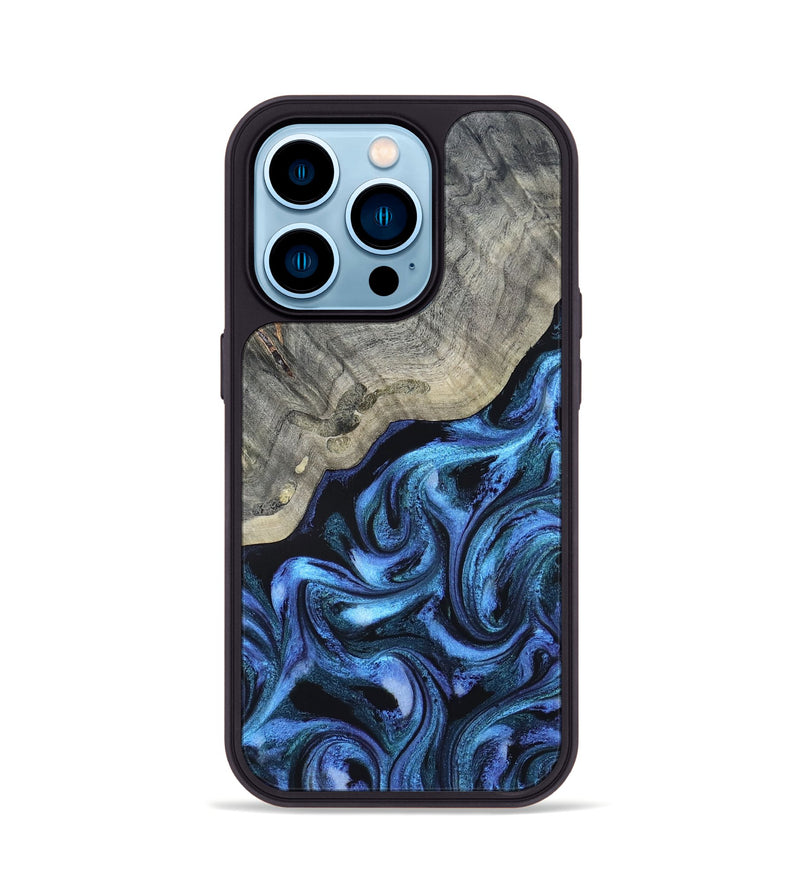 iPhone 14 Pro Wood Phone Case - Yehuda (Blue, 820163)