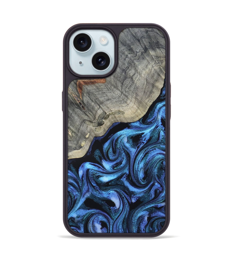 iPhone 15 Wood Phone Case - Yehuda (Blue, 820163)