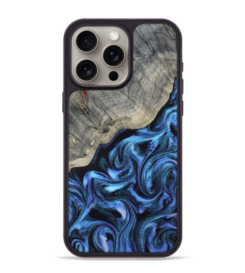 iPhone 15 Pro Max Wood Phone Case - Yehuda (Blue, 820163)