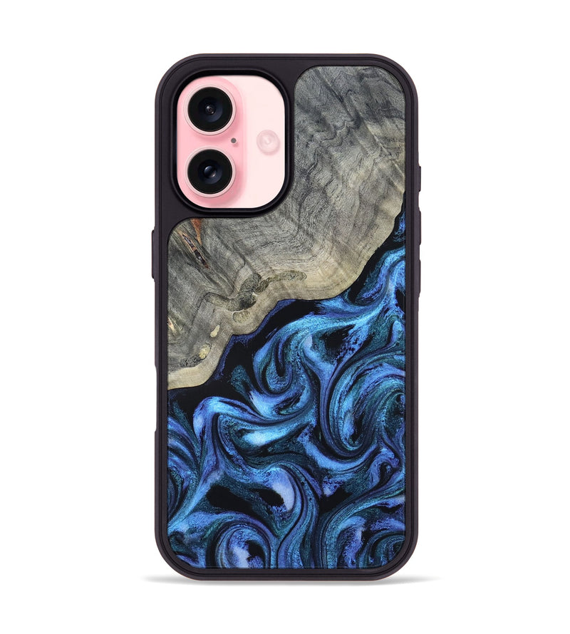 iPhone 16 Wood Phone Case - Yehuda (Blue, 820163)