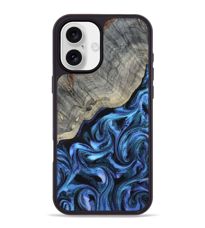iPhone 16 Plus Wood Phone Case - Yehuda (Blue, 820163)