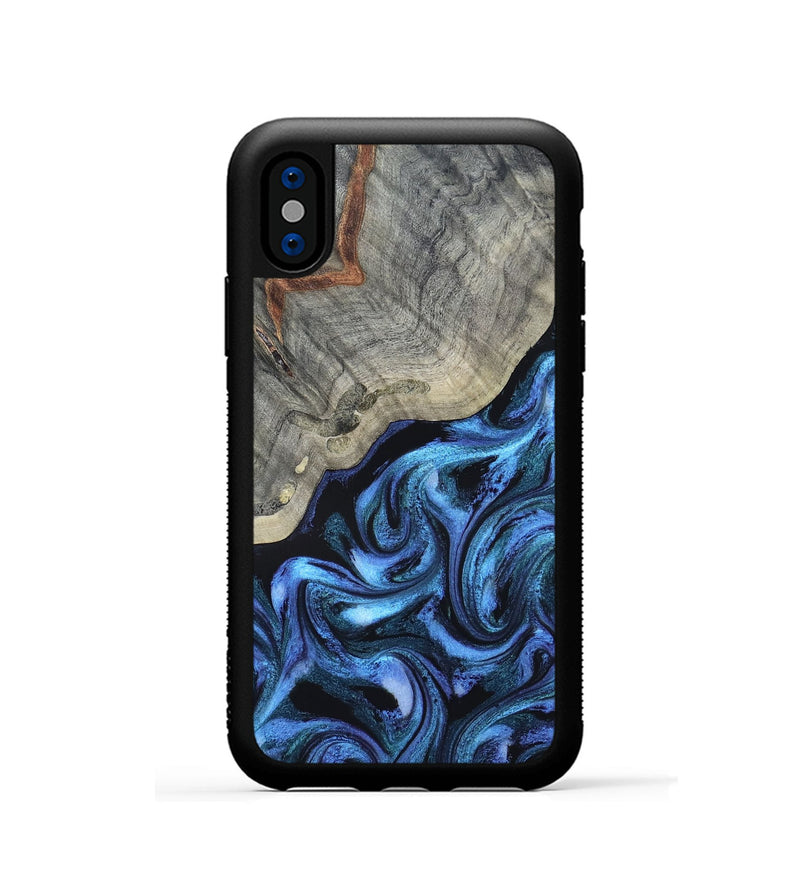 iPhone Xs Wood Phone Case - Yehuda (Blue, 820163)