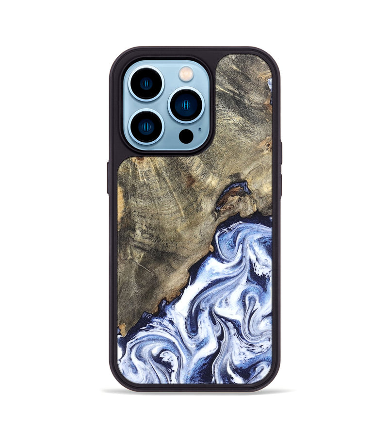 iPhone 14 Pro Wood Phone Case - Darci (Blue, 820165)