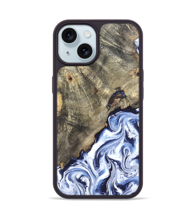 iPhone 15 Wood Phone Case - Darci (Blue, 820165)