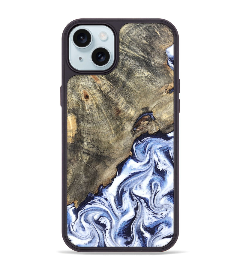 iPhone 15 Plus Wood Phone Case - Darci (Blue, 820165)