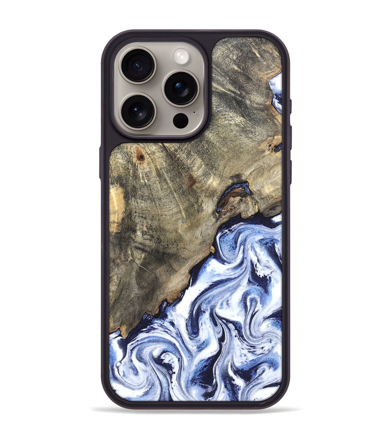 iPhone 15 Pro Max Wood Phone Case - Darci (Blue, 820165)