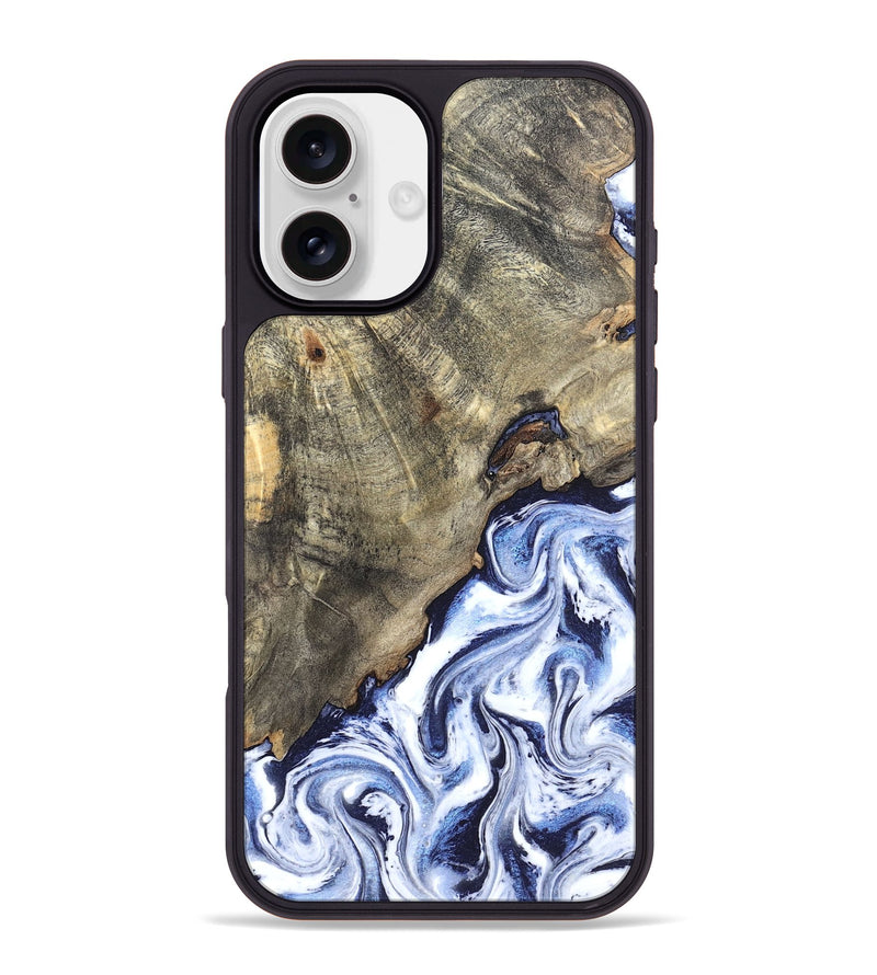 iPhone 16 Plus Wood Phone Case - Darci (Blue, 820165)