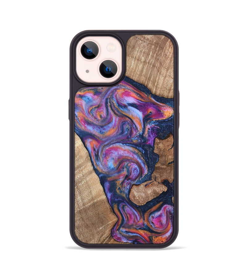 iPhone 14 Wood Phone Case - Mila (Blue, 820167)