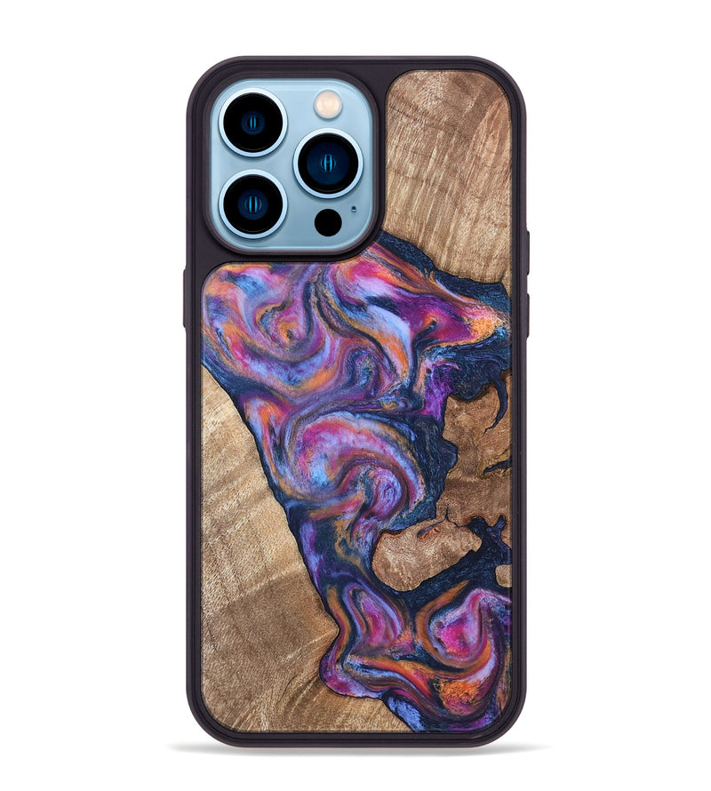 iPhone 14 Pro Max Wood Phone Case - Mila (Blue, 820167)