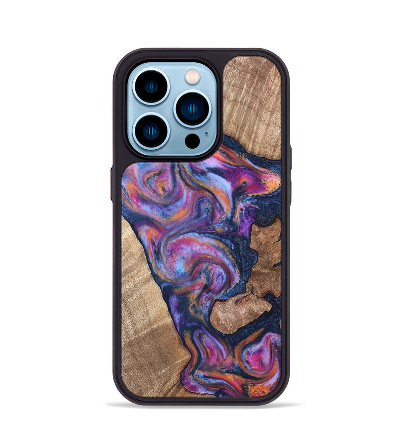 iPhone 14 Pro Wood Phone Case - Mila (Blue, 820167)