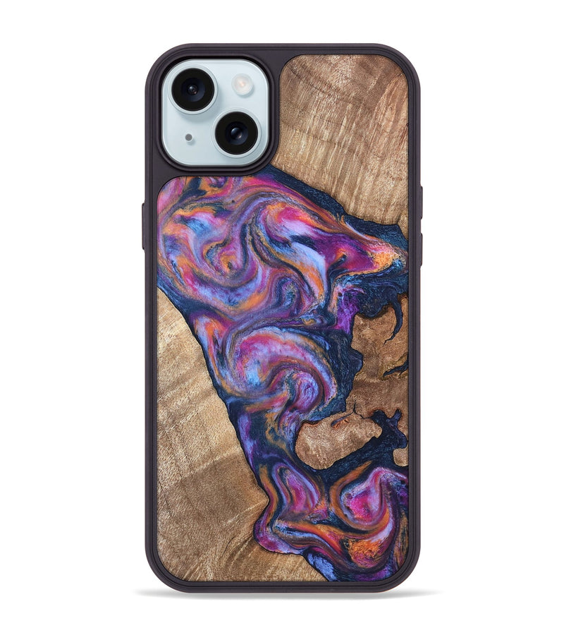 iPhone 15 Plus Wood Phone Case - Mila (Blue, 820167)