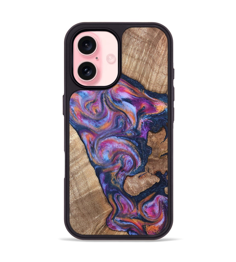 iPhone 16 Wood Phone Case - Mila (Blue, 820167)