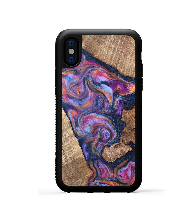 iPhone Xs Wood Phone Case - Mila (Blue, 820167)