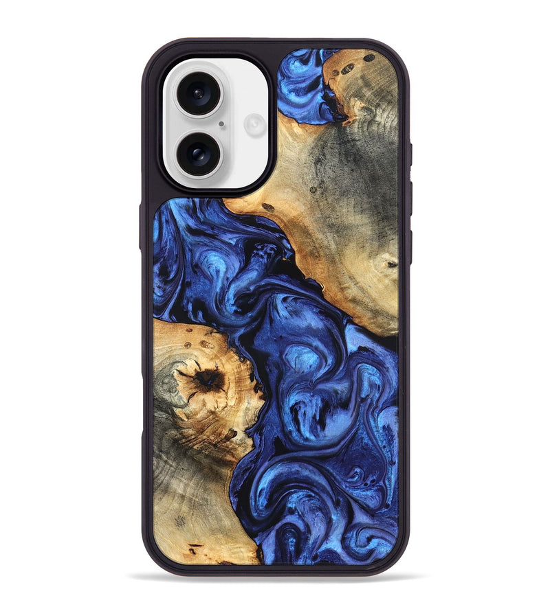 iPhone 16 Plus Wood Phone Case - Ward (Blue, 820168)