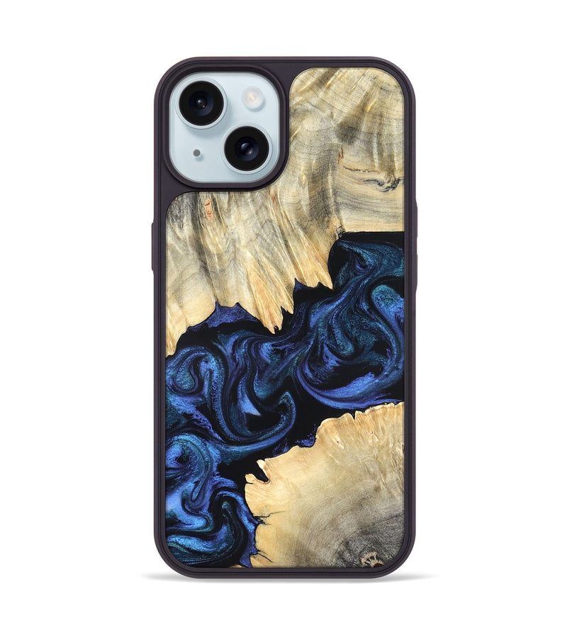 iPhone 15 Wood Phone Case - Carli (Blue, 820170)