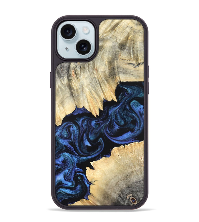 iPhone 15 Plus Wood Phone Case - Carli (Blue, 820170)