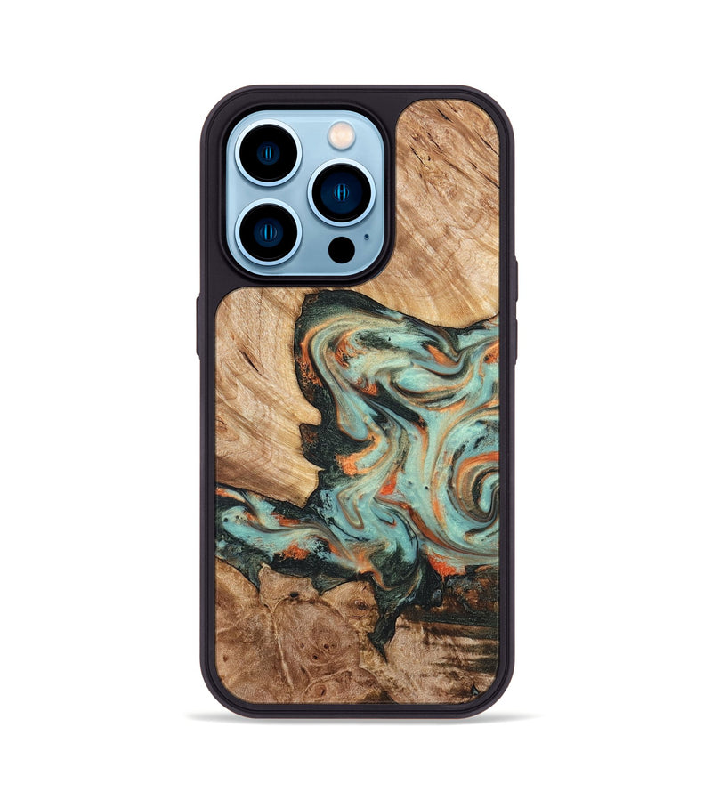 iPhone 14 Pro Wood Phone Case - Arlette (Green, 820171)