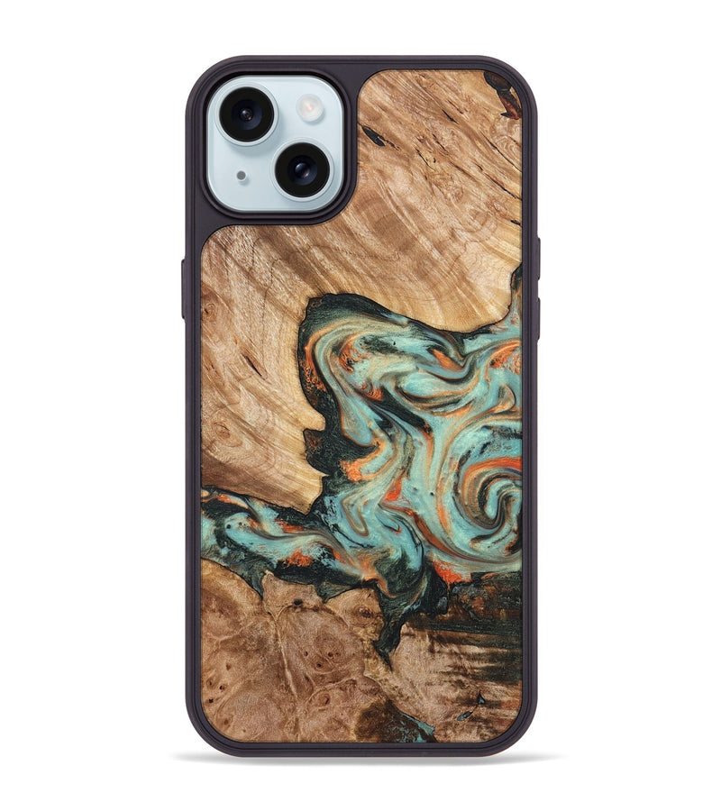 iPhone 15 Plus Wood Phone Case - Arlette (Green, 820171)