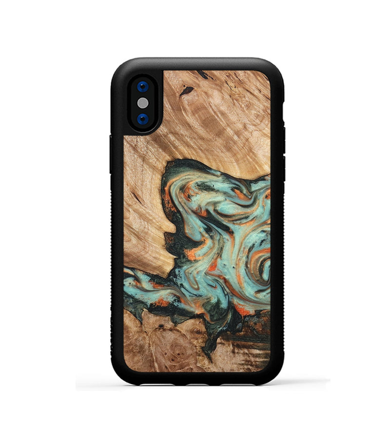 iPhone Xs Wood Phone Case - Arlette (Green, 820171)