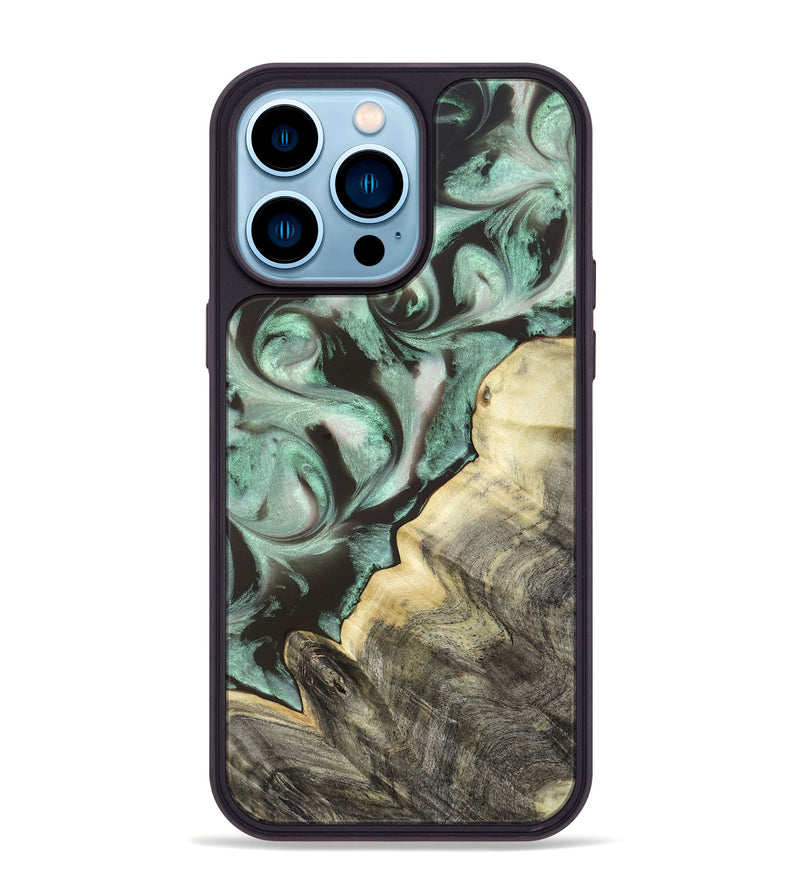 iPhone 14 Pro Max Wood Phone Case - Johana (Green, 820172)