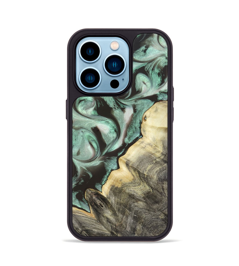iPhone 14 Pro Wood Phone Case - Johana (Green, 820172)
