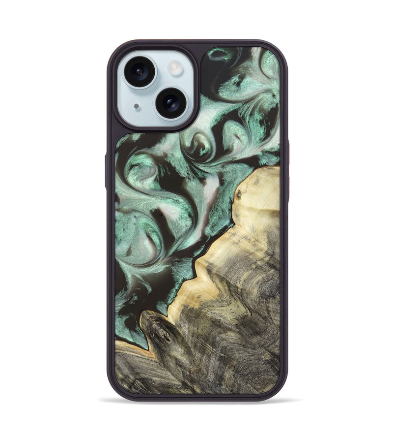 iPhone 15 Wood Phone Case - Johana (Green, 820172)