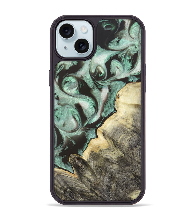 iPhone 15 Plus Wood Phone Case - Johana (Green, 820172)