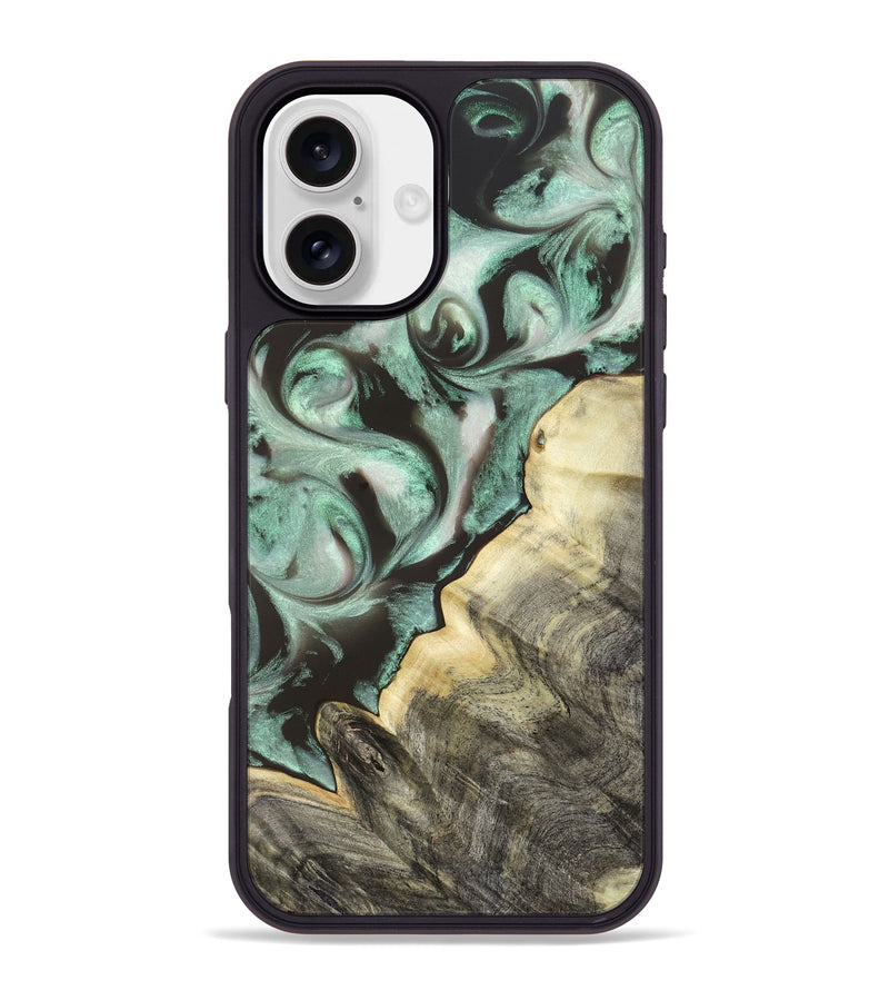 iPhone 16 Plus Wood Phone Case - Johana (Green, 820172)