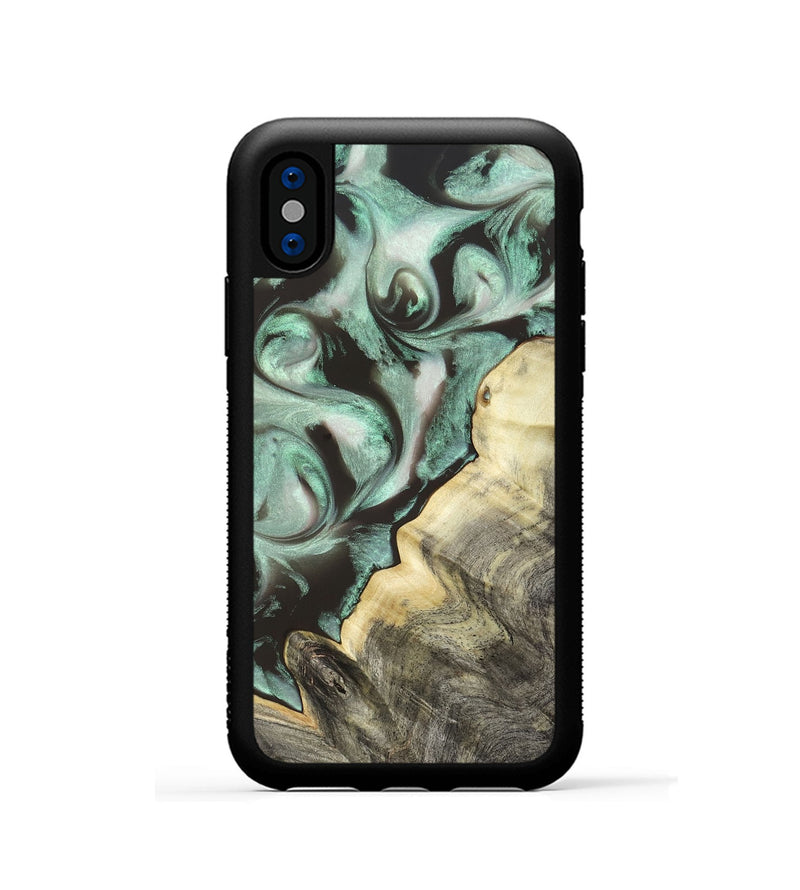 iPhone Xs Wood Phone Case - Johana (Green, 820172)